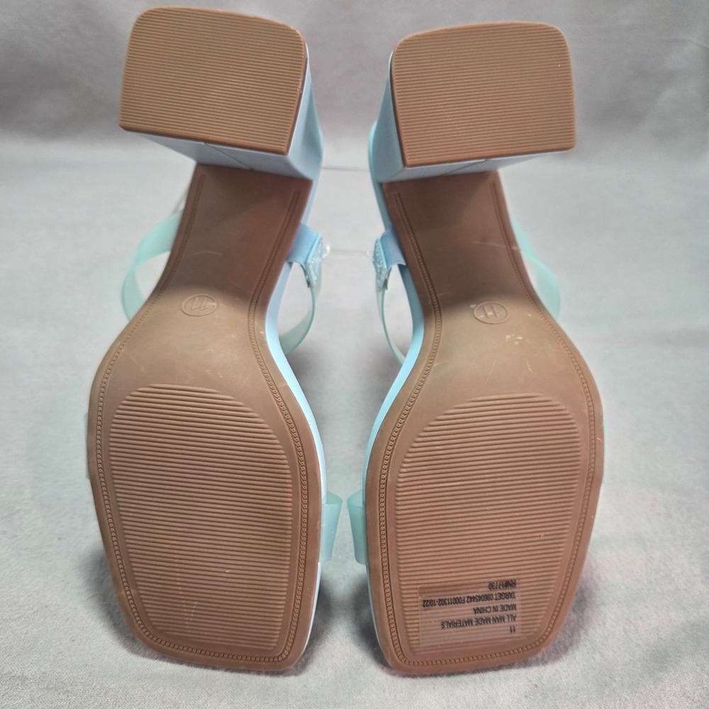 A New Day Deanna Heeled Sandals Light Blue Clear Straps Block Heel Y2K 11 - Picture 6 of 11